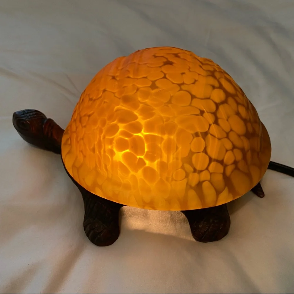METAL AMBER TURTLE LAMP - Picture 2 of 14